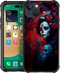 for iPhone 14 Case, Skull Lady Rose Pattern Graphic Design Girl Boy Soft by FKBRCL4U