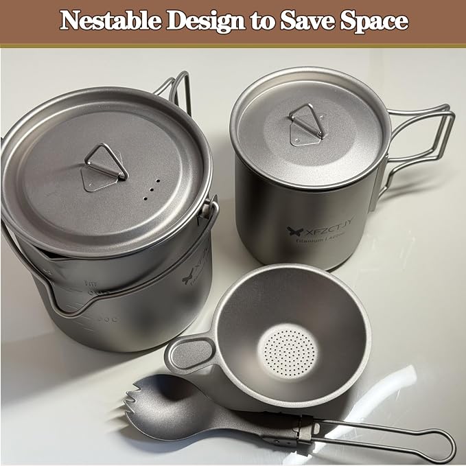 750ml/420ml Ultralight Titanium Pot Coffee Tea Mug Combo - Image 6