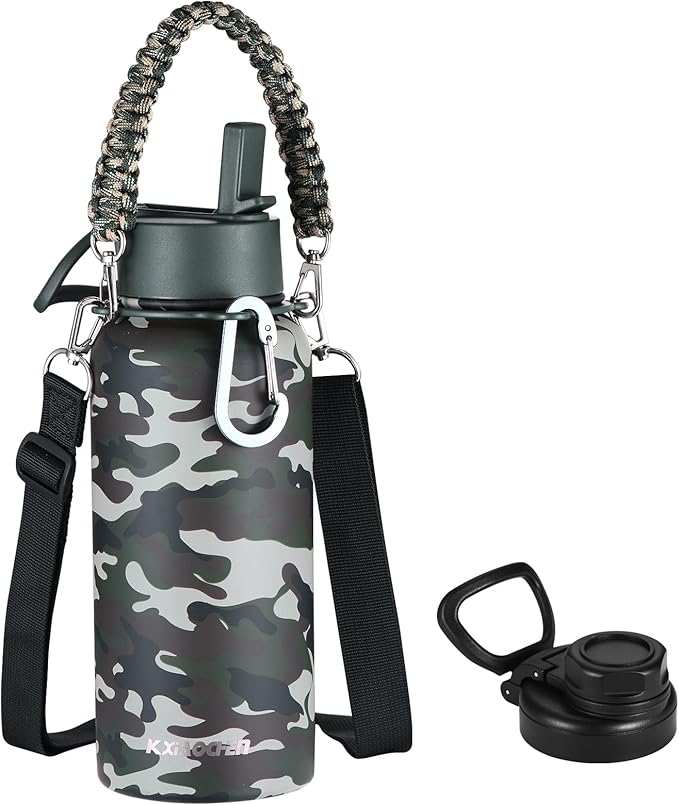 KXIAOCHEN Insulated Water Bottle, Stainless Steel Water Bottle, 2 Lids by KXIAOCHEN