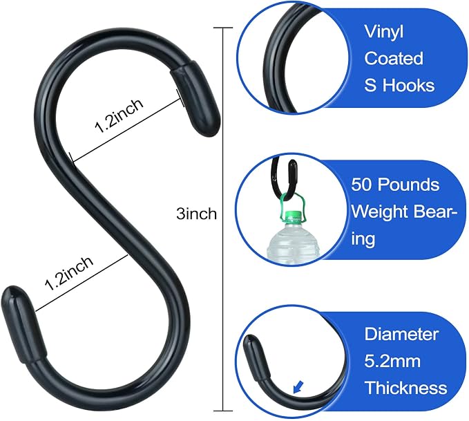 DINGEE 30 Pack Vinyl Coated Heavy Duty S Hooks - Image 2