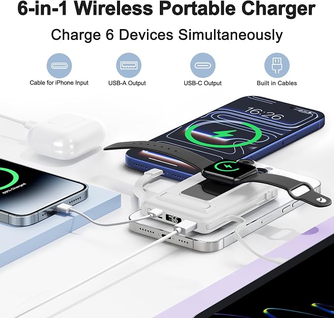 Magnetic Portable Charger, 10000mAh Wireless Power Bank - Image 3