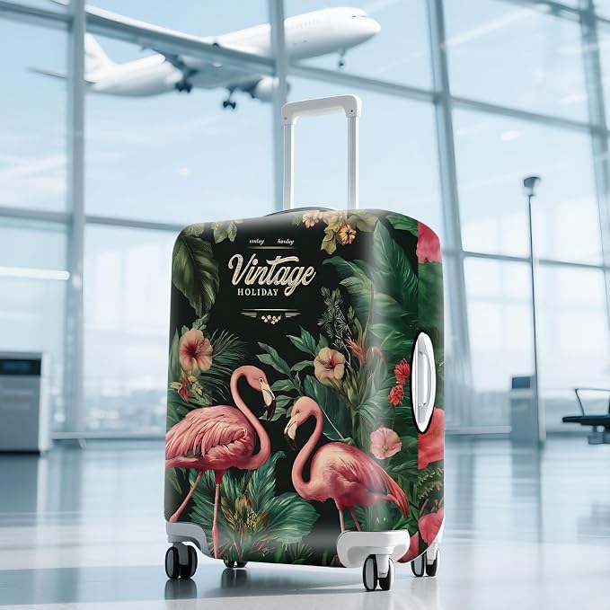 ANNA QUEEN Tropical Pink Flamingos Travel Luggage Cover -Stretchable Airplane - Image 9