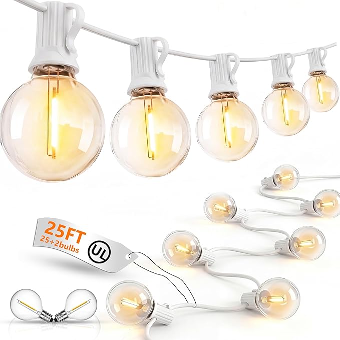 25Ft LED Outdoor String Lights, G40 Globe Patio String Lights Waterproof by Goothy