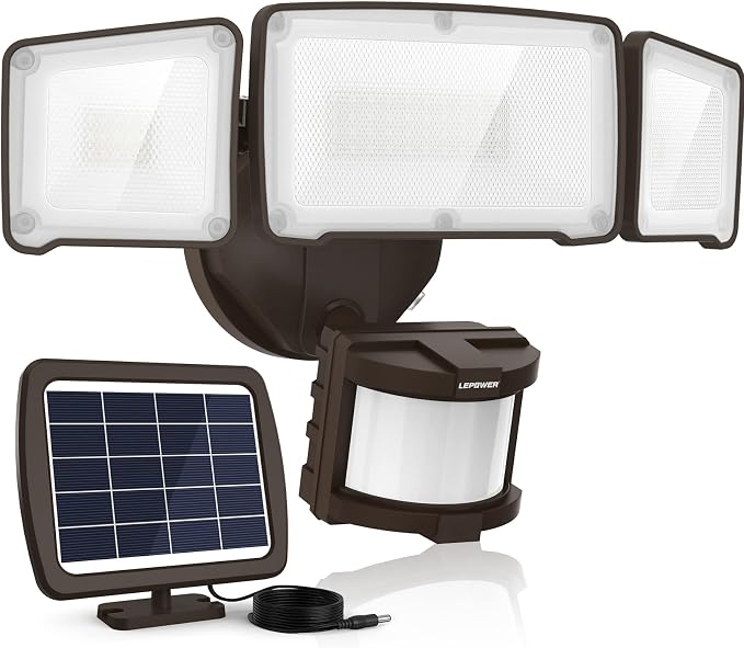 LEPOWER 1600LM LED Solar Security Lights Motion Outdoor, 5500K White Light by LEPOWER