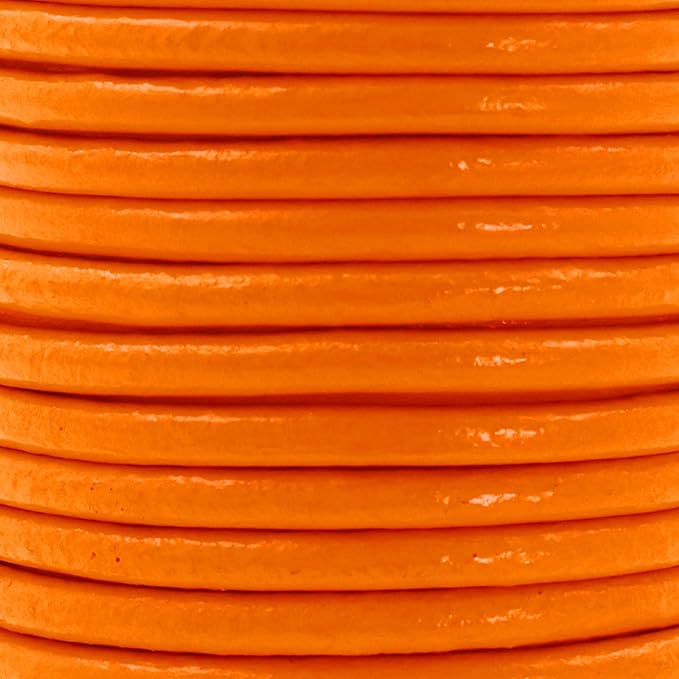 Mandala Crafts Round Genuine Orange Leather Cord - Image 3