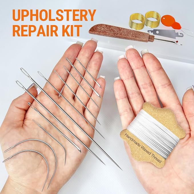 VONEEDL Upholstery Repair Kit: Waxed Sewing Thread & Heavy Duty Needles - Image 2