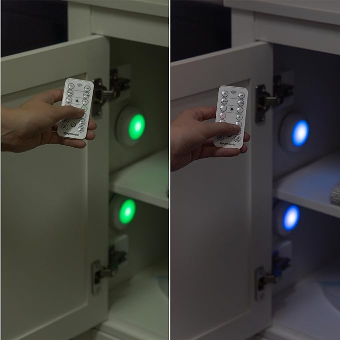 Amazon Basics LED Puck Lights, Color Changing, Battery Operated, IR Remote - Image 4