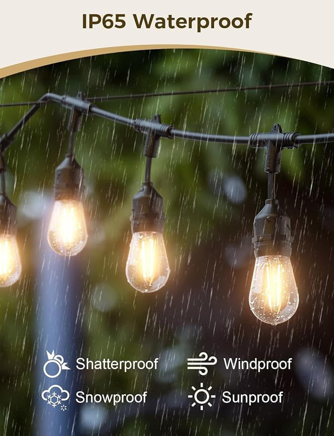 XMCOSY+ Smart Patio Lights 49Ft LED Outdoor String Lights Waterproof IP65 - Image 6