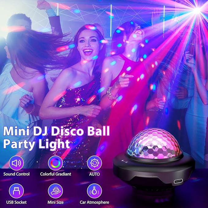 Battery Powered Disco Ball, Rechargeable Party Lights, Strobe Lights Sound - Image 2