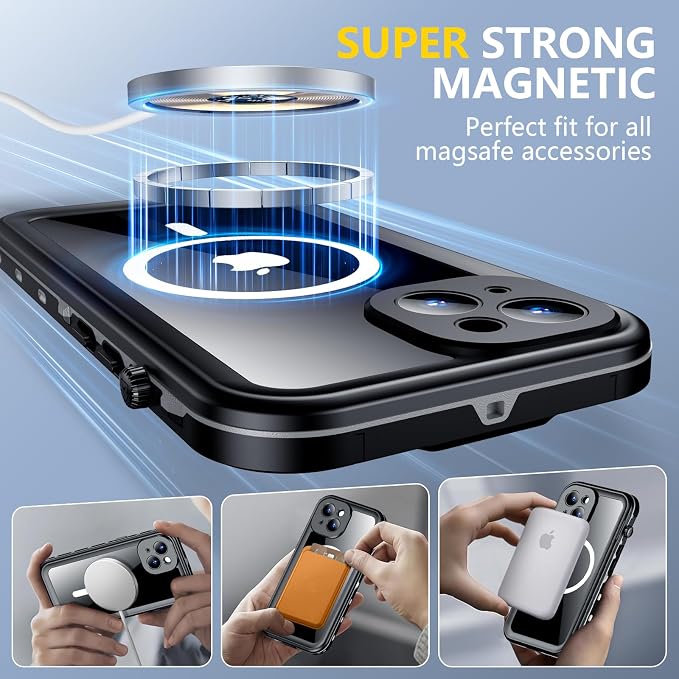 Red2Fire for iPhone 14 Case Waterproof, Phone Case 6.1" Black/Clear - Image 4
