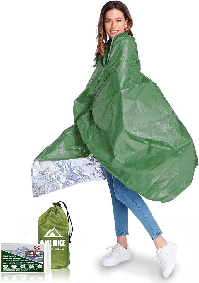 ANLOKE Emergency Blankets Mylar Thermal Blanket of Space Blanket 82" x62''. by ANLOKE