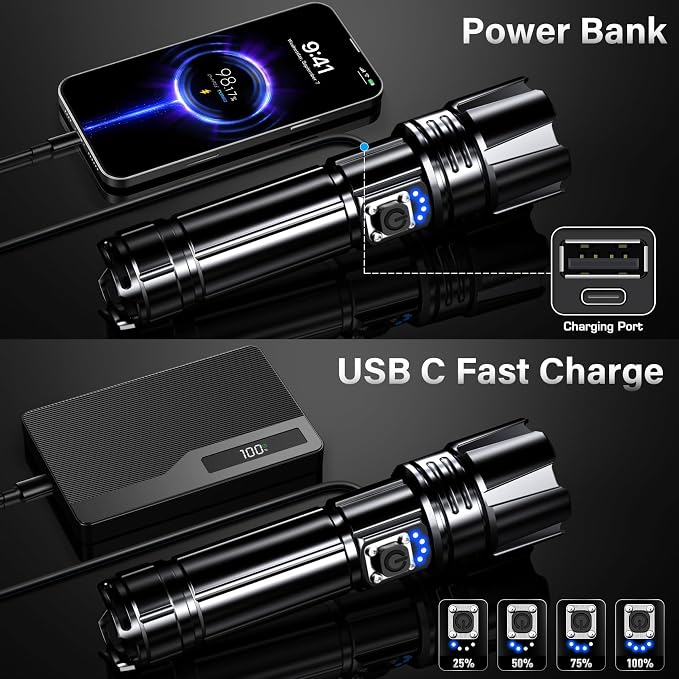 AKNEAR Rechargeable LED Flashlight 99000 High Lumens, Super Bright Flashlights - Image 5
