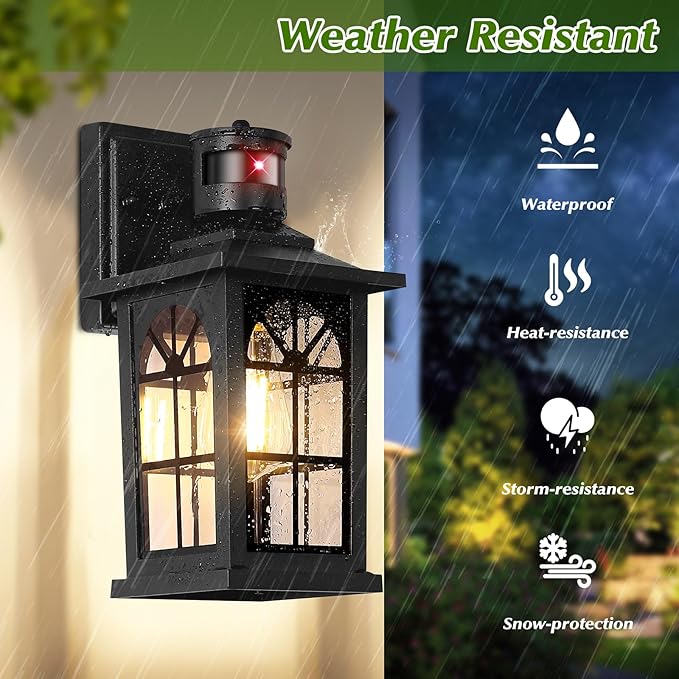 2-Pack Motion Sensor Outdoor Wall Lights, Dusk to Dawn Porch Lights Outdoor - Image 5
