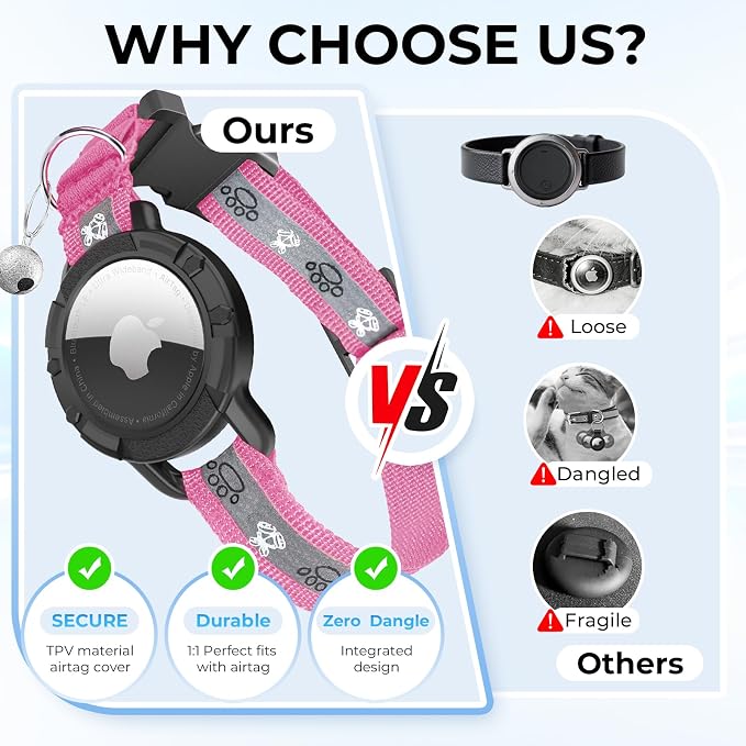 Breakaway AirTag Cat Collar, Reflective Cat Tracker Collar - Image 7