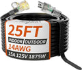 PlugSaf 14/3 Gauge Black Outdoor Extension Cord 25 ft Waterproof by PlugSaf