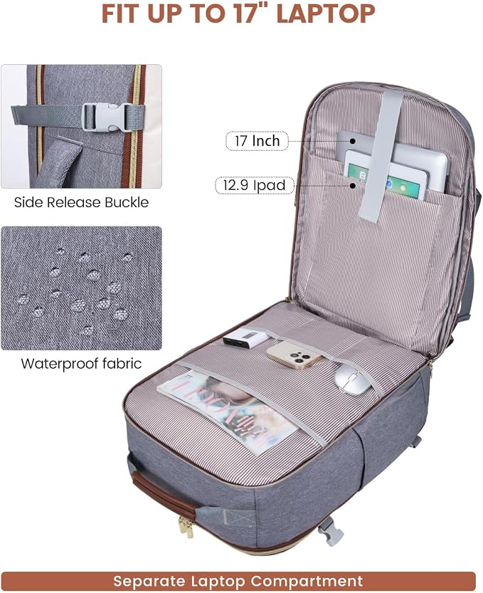 LOVEVOOK 50L Travel Backpack for Women & Men, Airline Approved Carry On Luggage - Image 8