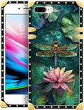 Compatible with iPhone 8 Plus 7 Plus Case, Colourful Dragonfly Pink Lily Pads by Unknown