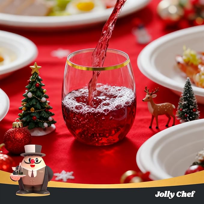 JOLLY CHEF 12 Pack 12oz Gold Plastic Wine Glasses Stemless, Unbreakable - Image 9