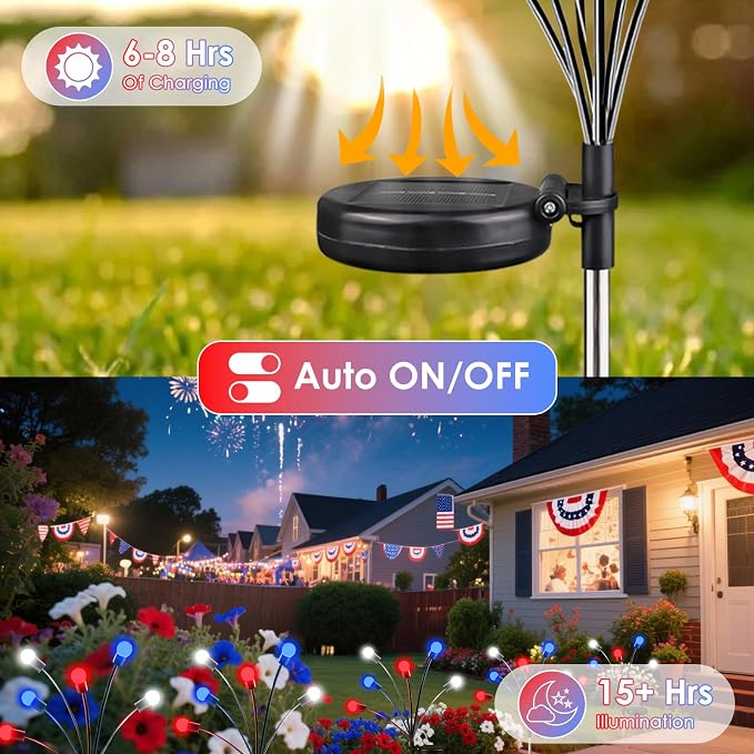 OZS 6 Pack Solar American Flag Lights - Image 2