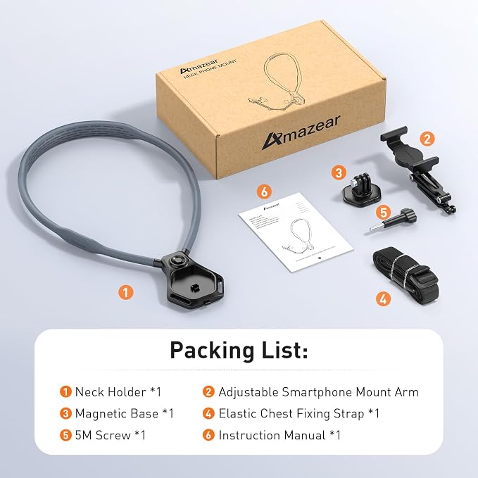 AMAZEAR Hands-Free Neck Mount for Phone & Action Camera - Image 8