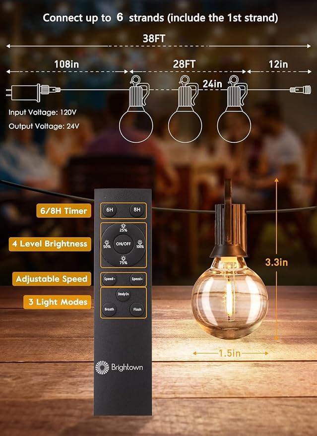 Brightown 38Ft Outdoor String Lights - Image 2