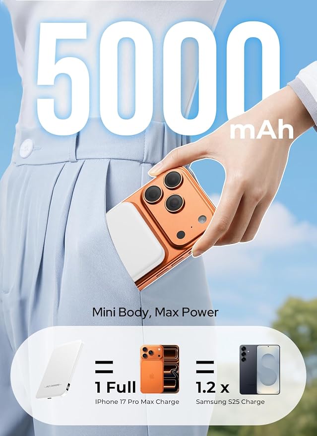 Aobbow Magnetic Portable Charger, 5000mAh Ultra Slim Power Bank, 15W Fast - Image 8