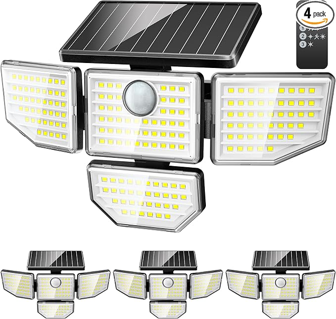 Adewalk Outdor Security Solar Light -4Pack 188 LED Solar Motion Sensor Light by Adewalk