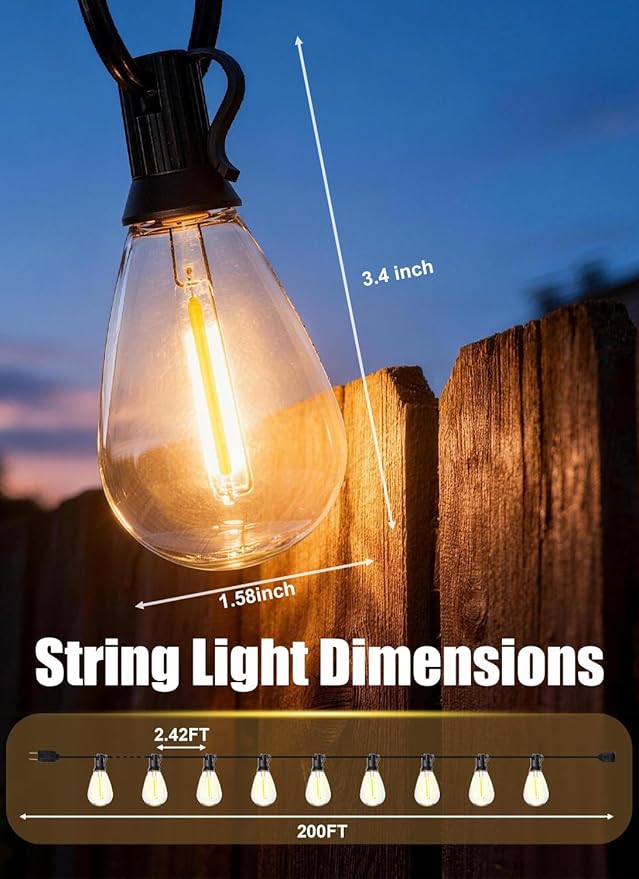 200FT Outdoor String Lights Waterproof - Image 2