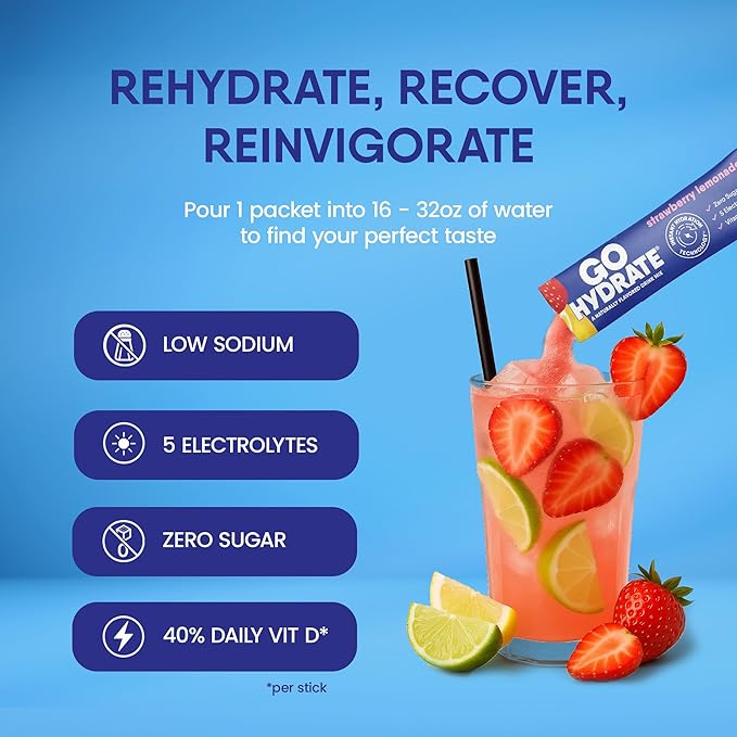 GoHydrate Low Sodium Electrolytes Powder Packets Sugar Free - Image 2