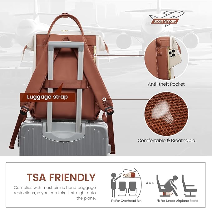 LOVEVOOK Leather Backpack for Women, 15.6 inch Laptop Backpack, Professional - Image 5