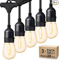 Svater Outdoor String Lights 150FT, E26 Socket, 1 Watt Dimmable 2700K Warm White by Svater
