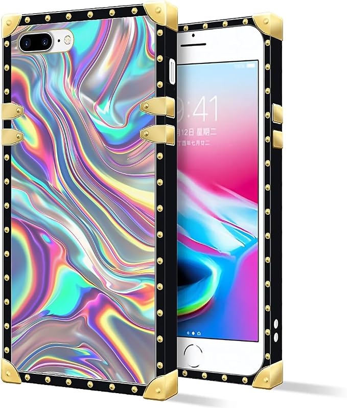 Compatible with iPhone 8 Plus 7 Plus Case, Holographic Abstract Iridescent - Image 2