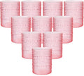 YOUBET 24PCS Plastic Drinking Glasses - 14OZ Pink Hobnail Drinkware Glasses - by YOUBET