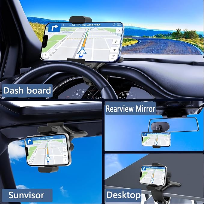 Universal 360 Dashboard Phone Holder, Easily Adjustable No-harm Clip Design - Image 3