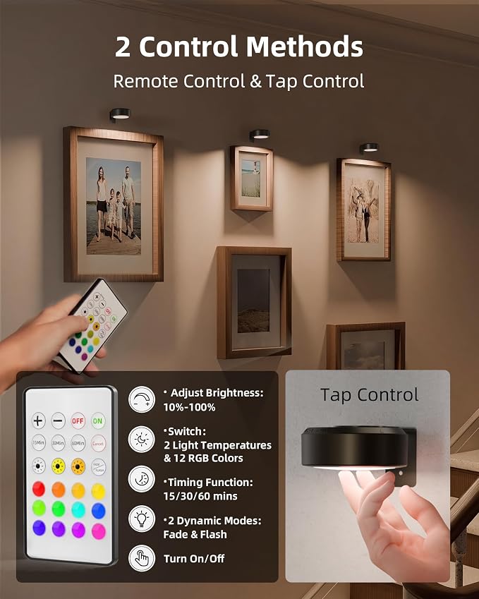 EZVALO Picture Lights for Wall, 2000mAh Rechargeable Battery Magnetic Poster - Image 5