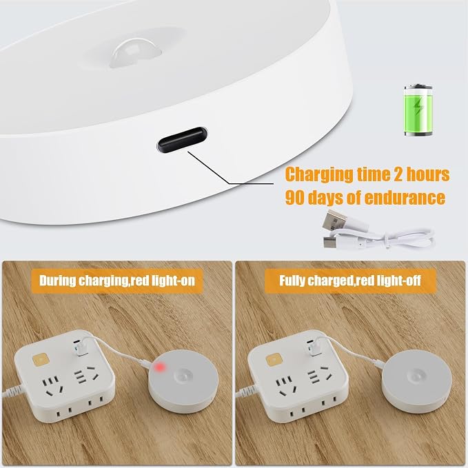 3 Pack Motion Sensor Light Indoor, Upgraded 14 LEDs Night Light USB Rechargeable - Image 4