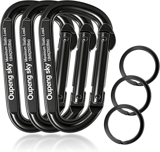 Carabiner Clip - Heavy Duty Carabiners 800lbs-13KN Carabeaner D Ring Shape by Oupengsky