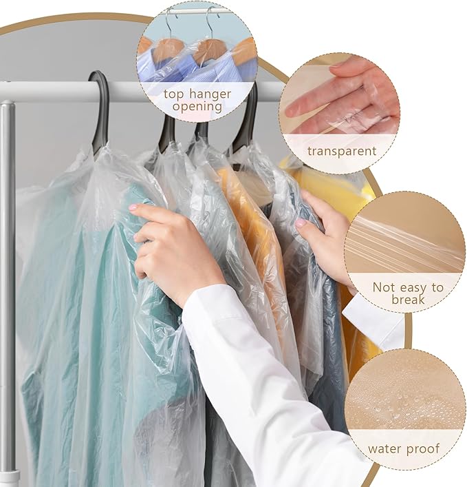 30 Pack Clear Clothes Covers 60x90 cm Plastic Garment Bags - Image 4