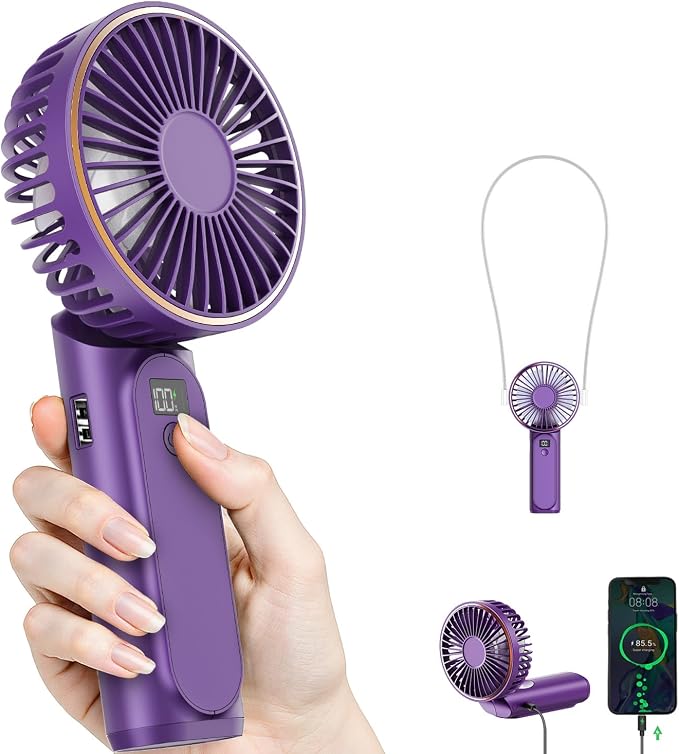 TUNISE Portable Handheld Fan, 180 Adjustable, 6 Speed Wind, USB Rechargeable by TUNISE