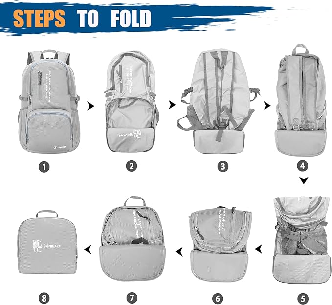 ZOMAKE Lightweight Packable Backpack, 35L Light Foldable Hiking Backpacks Water - Image 6
