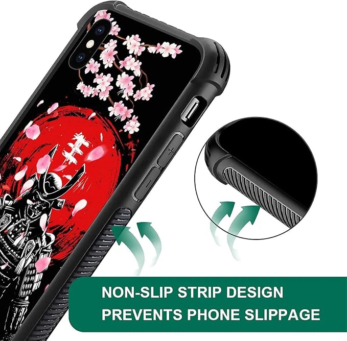 for iPhone X/Xs Case, Sakura Japanese Samurai Pattern Graphic Design Girl Boy - Image 3