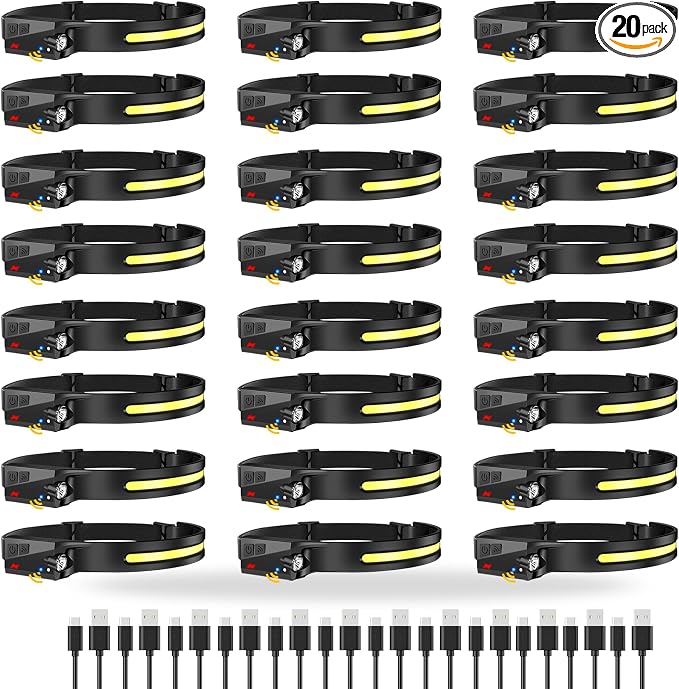 20Pack Headlamp Rechargeable, 1000 Lumen Headlamps by LytoybeLightFactory