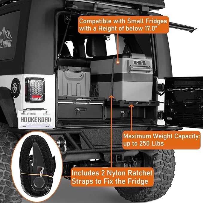 Hooke Road JK JL Trunk Cargo Storage Drawer System & Fridge Slide Mount & - Image 5