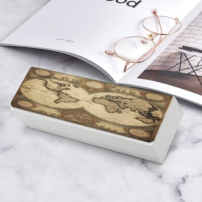 World Map Eyeglass Case Spectacle Case Slim PU Leather Eyeglass Case - Image 7