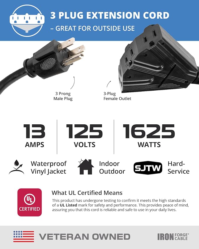 Iron Forge Cable 100 Ft Black Extension Cord - Image 3