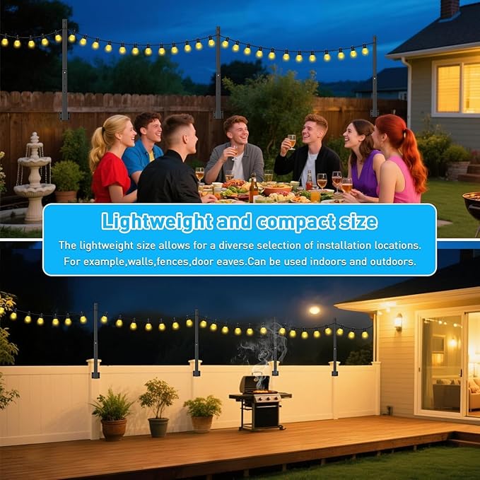 NUERPO 8 Pack String Light Poles, 2.8Ft Metal Poles - Image 5