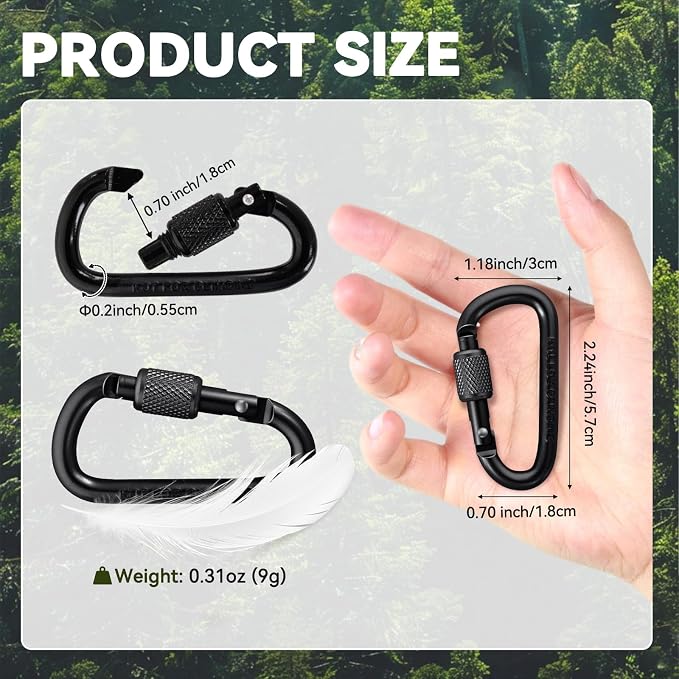 Carabiner Clip, Key Hooks for Keychain Aluminum D Ring Shape Carabiner - Image 4