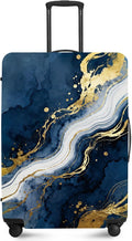ANNA QUEEN Blue Abstract Marble Travel Luggage Cover -Stretchable Airplane by ANNAQUEEN