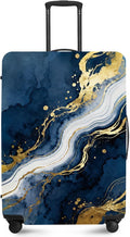 ANNA QUEEN Blue Abstract Marble Travel Luggage Cover -Stretchable Airplane by ANNAQUEEN