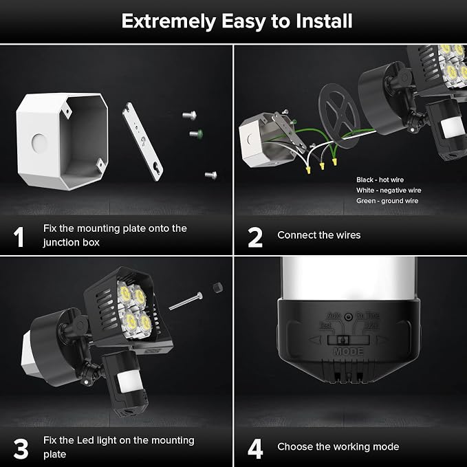 SANSI 36W 3600LM LED Motion Sensor Outdoor Light, 000 Hrs Lifespan Security - Image 6